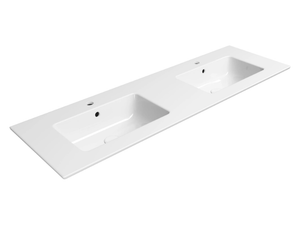 PURA 142X46 - Double inset ceramic washbasin _ GSI ceramica